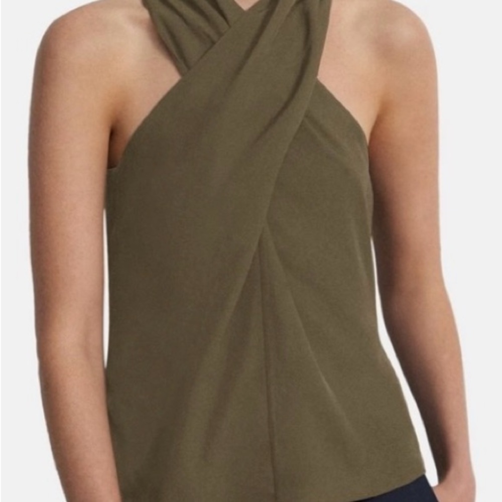 Theory Olive Green Halter Top